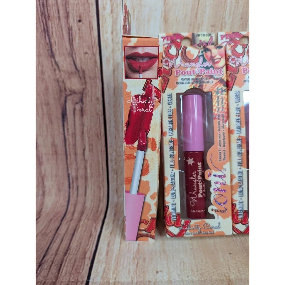 3 PK Ioni Pink Cowgirl Wrangler Pout Paint Liberty Coral Matte Liquid Lipstick